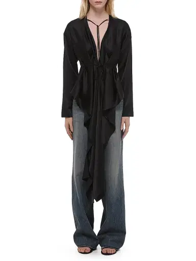 Helmut Lang Women's Scarf-Drape Silk Top - Black | Thumbnail 2 Helmut Lang Women's Scarf-Drape Silk Top - Black | Thumbnail 2