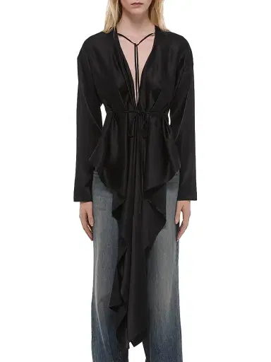 Helmut Lang Women's Scarf-Drape Silk Top - Black | Thumbnail 3 Helmut Lang Women's Scarf-Drape Silk Top - Black | Thumbnail 3