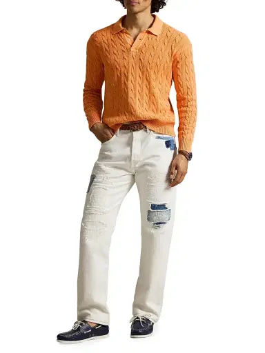 Polo Ralph Lauren Men's Cable-Knit Cotton Polo Sweater | Thumbnail 2 Polo Ralph Lauren Men's Cable-Knit Cotton Polo Sweater | Thumbnail 2