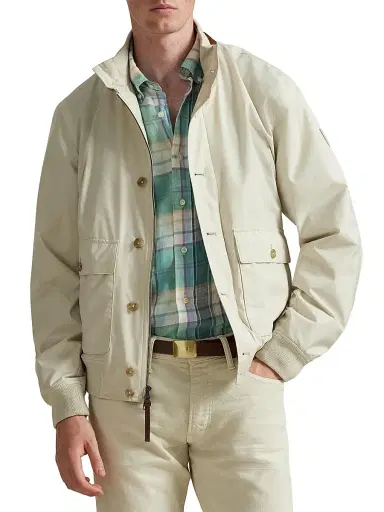 Polo Ralph Lauren Men's Gabardine Stand Collar Bomber Jacket - Basic Sand | Thumbnail 3 Polo Ralph Lauren Men's Gabardine Stand Collar Bomber Jacket - Basic Sand | Thumbnail 3