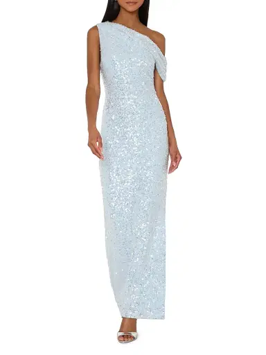 Milly Women's Stevie Sequin One-Shoulder Maxi Dress - Light Blue | Thumbnail 4 Milly Women's Stevie Sequin One-Shoulder Maxi Dress - Light Blue | Thumbnail 4