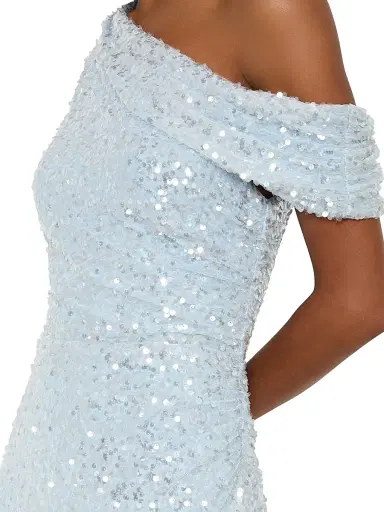 Milly Women's Stevie Sequin One-Shoulder Maxi Dress - Light Blue | Thumbnail 6 Milly Women's Stevie Sequin One-Shoulder Maxi Dress - Light Blue | Thumbnail 6