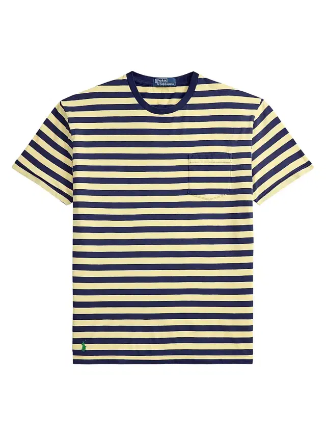Men's Striped Crewneck T-Shirt - Resort Gold Dark Cobalt Men's Striped Crewneck T-Shirt - Resort Gold Dark Cobalt