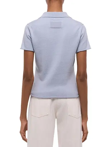 Helmut Lang Women's Cotton Knit Shrunken Polo Sweater | Thumbnail 5 Helmut Lang Women's Cotton Knit Shrunken Polo Sweater | Thumbnail 5