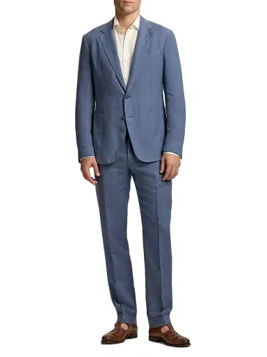 Ralph Lauren Purple Label Men's Hadley Hand-Tailored Silk-Linen Jacket - Vintage Indigo | Thumbnail 2 Ralph Lauren Purple Label Men's Hadley Hand-Tailored Silk-Linen Jacket - Vintage Indigo | Thumbnail 2