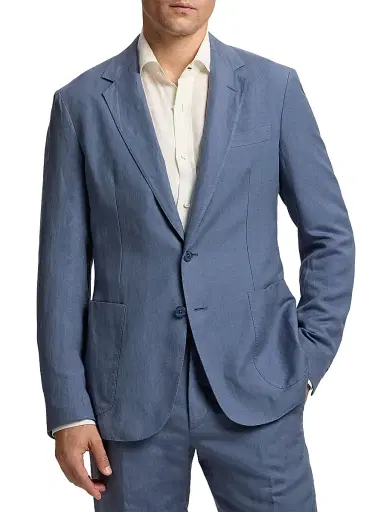 Ralph Lauren Purple Label Men's Hadley Hand-Tailored Silk-Linen Jacket - Vintage Indigo | Thumbnail 3 Ralph Lauren Purple Label Men's Hadley Hand-Tailored Silk-Linen Jacket - Vintage Indigo | Thumbnail 3