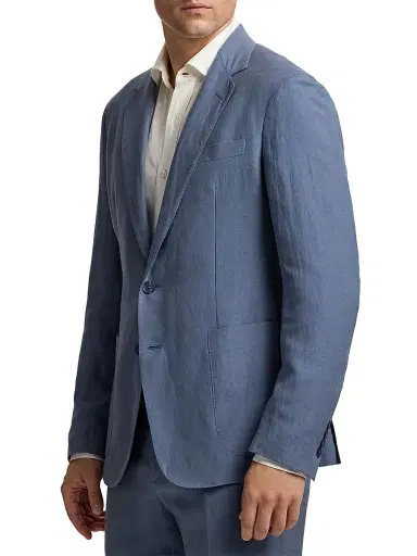 Ralph Lauren Purple Label Men's Hadley Hand-Tailored Silk-Linen Jacket - Vintage Indigo | Thumbnail 4 Ralph Lauren Purple Label Men's Hadley Hand-Tailored Silk-Linen Jacket - Vintage Indigo | Thumbnail 4