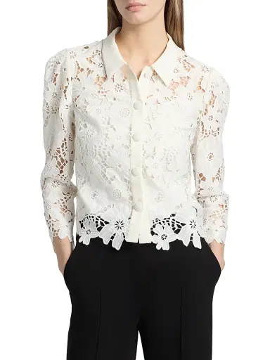 Milly Women's June Roja Lace Top - White - Size Large | Thumbnail 3 Milly Women's June Roja Lace Top - White - Size Large | Thumbnail 3