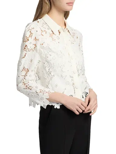 Milly Women's June Roja Lace Top - White - Size Large | Thumbnail 4 Milly Women's June Roja Lace Top - White - Size Large | Thumbnail 4