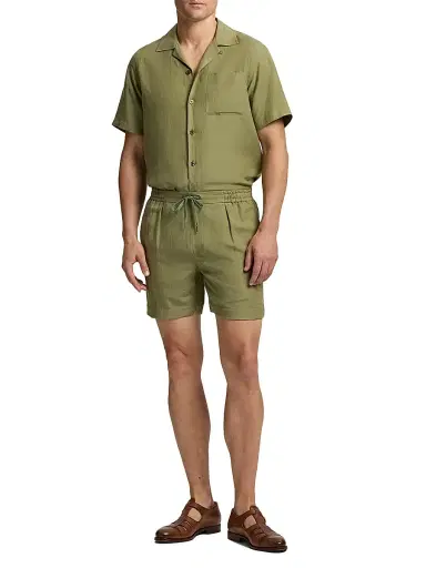 Ralph Lauren Purple Label Men's Silk-Linen Drawstring Shorts | Thumbnail 2 Ralph Lauren Purple Label Men's Silk-Linen Drawstring Shorts | Thumbnail 2