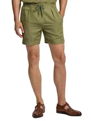 Ralph Lauren Purple Label Men's Silk-Linen Drawstring Shorts | Thumbnail 3 Ralph Lauren Purple Label Men's Silk-Linen Drawstring Shorts | Thumbnail 3