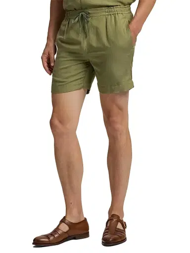 Ralph Lauren Purple Label Men's Silk-Linen Drawstring Shorts | Thumbnail 4 Ralph Lauren Purple Label Men's Silk-Linen Drawstring Shorts | Thumbnail 4