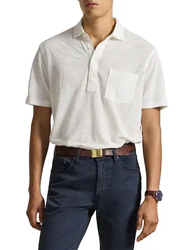 Polo Ralph Lauren Men's Short Sleeve Linen Pique Polo Shirt - Deckwash White - Size XXL | Thumbnail 3 Polo Ralph Lauren Men's Short Sleeve Linen Pique Polo Shirt - Deckwash White - Size XXL | Thumbnail 3
