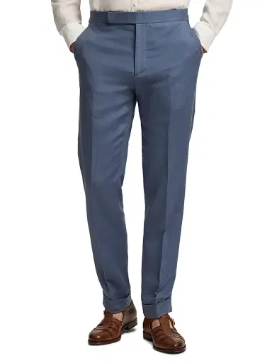 Ralph Lauren Purple Label Men's Gregory Hand-Tailored Silk-Linen Trousers | Thumbnail 3 Ralph Lauren Purple Label Men's Gregory Hand-Tailored Silk-Linen Trousers | Thumbnail 3