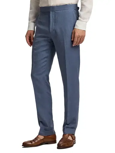 Ralph Lauren Purple Label Men's Gregory Hand-Tailored Silk-Linen Trousers | Thumbnail 4 Ralph Lauren Purple Label Men's Gregory Hand-Tailored Silk-Linen Trousers | Thumbnail 4