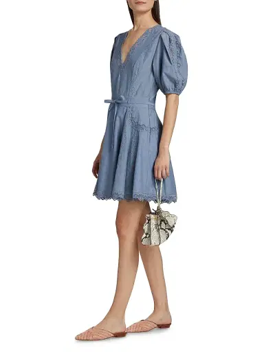 Ulla Johnson Women's Camila Lace-Trim Cotton A-Line Minidress | Thumbnail 2 Ulla Johnson Women's Camila Lace-Trim Cotton A-Line Minidress | Thumbnail 2