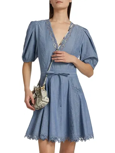Ulla Johnson Women's Camila Lace-Trim Cotton A-Line Minidress | Thumbnail 3 Ulla Johnson Women's Camila Lace-Trim Cotton A-Line Minidress | Thumbnail 3