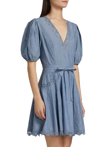 Ulla Johnson Women's Camila Lace-Trim Cotton A-Line Minidress | Thumbnail 4 Ulla Johnson Women's Camila Lace-Trim Cotton A-Line Minidress | Thumbnail 4