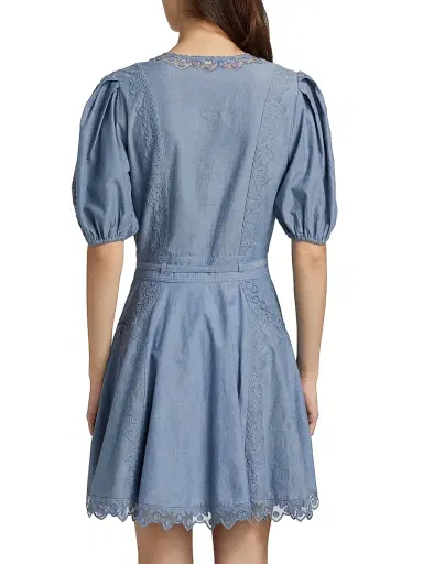Ulla Johnson Women's Camila Lace-Trim Cotton A-Line Minidress | Thumbnail 5 Ulla Johnson Women's Camila Lace-Trim Cotton A-Line Minidress | Thumbnail 5