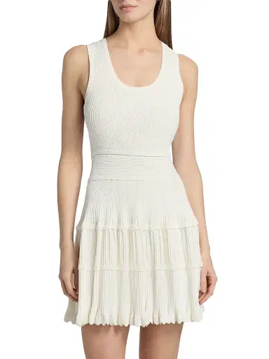Milly Women's Suri Scallop-Trim Fit & Flare Minidress | Thumbnail 3 Milly Women's Suri Scallop-Trim Fit & Flare Minidress | Thumbnail 3