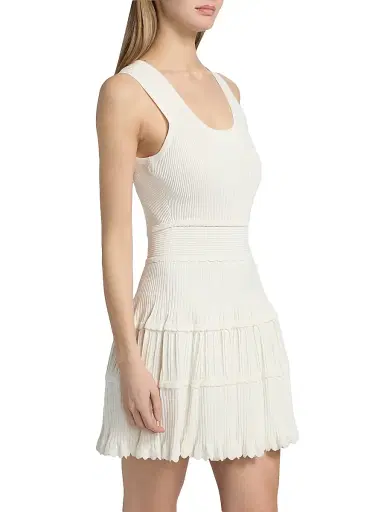 Milly Women's Suri Scallop-Trim Fit & Flare Minidress | Thumbnail 4 Milly Women's Suri Scallop-Trim Fit & Flare Minidress | Thumbnail 4