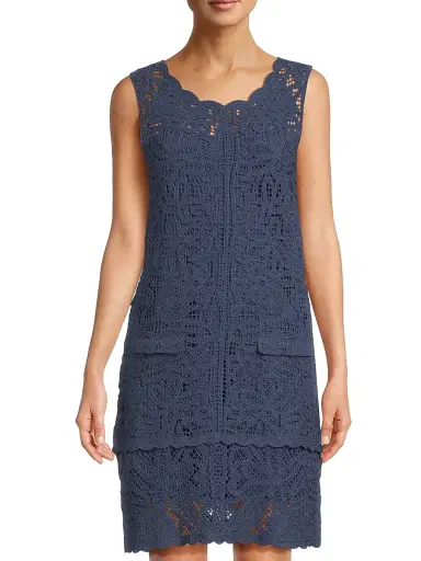 Milly Women's Crochet Cotton Cover-Up Minidress - Navy - Size Large | Thumbnail 3 Milly Women's Crochet Cotton Cover-Up Minidress - Navy - Size Large | Thumbnail 3