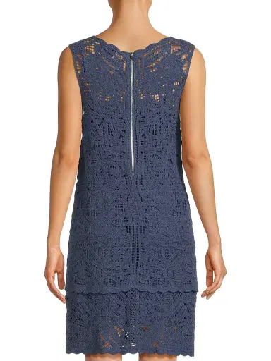 Milly Women's Crochet Cotton Cover-Up Minidress - Navy - Size Large | Thumbnail 5 Milly Women's Crochet Cotton Cover-Up Minidress - Navy - Size Large | Thumbnail 5