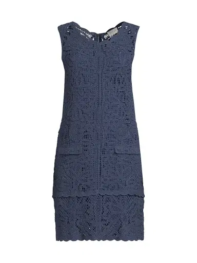 Milly Women's Crochet Cotton Cover-Up Minidress - Navy - Size Large | Thumbnail 1 Milly Women's Crochet Cotton Cover-Up Minidress - Navy - Size Large | Thumbnail 1