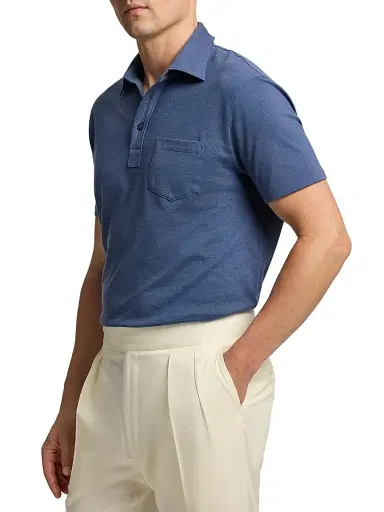 Ralph Lauren Purple Label Men's Cotton-Cashmere Piqué Polo Shirt | Thumbnail 4 Ralph Lauren Purple Label Men's Cotton-Cashmere Piqué Polo Shirt | Thumbnail 4