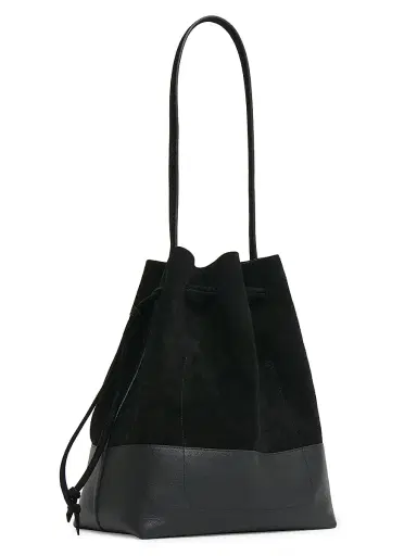 Mansur Gavriel Women's Leather & Suede Drawstring Bucket Bag - Black | Thumbnail 2 Mansur Gavriel Women's Leather & Suede Drawstring Bucket Bag - Black | Thumbnail 2