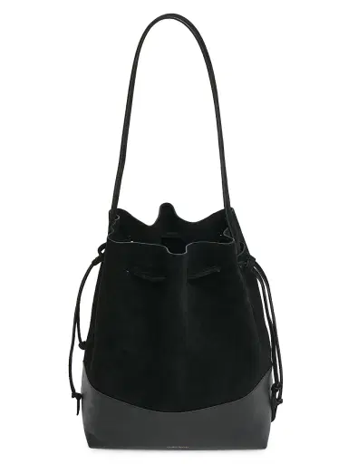 Mansur Gavriel Women's Leather & Suede Drawstring Bucket Bag - Black | Thumbnail 3 Mansur Gavriel Women's Leather & Suede Drawstring Bucket Bag - Black | Thumbnail 3