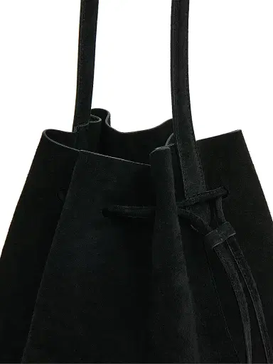 Mansur Gavriel Women's Leather & Suede Drawstring Bucket Bag - Black | Thumbnail 4 Mansur Gavriel Women's Leather & Suede Drawstring Bucket Bag - Black | Thumbnail 4