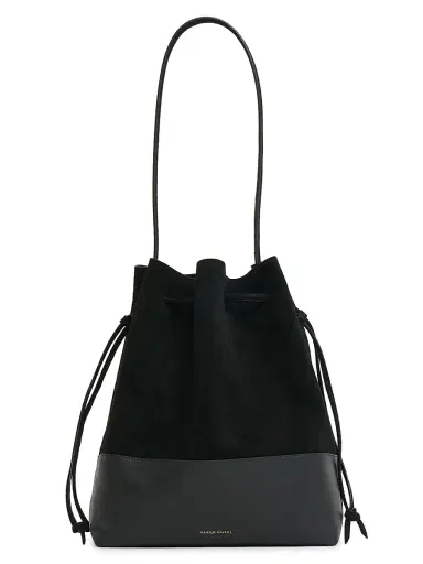Mansur Gavriel Women's Leather & Suede Drawstring Bucket Bag - Black | Thumbnail 1 Mansur Gavriel Women's Leather & Suede Drawstring Bucket Bag - Black | Thumbnail 1