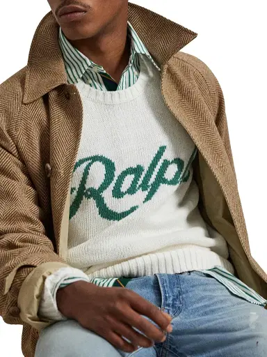 Polo Ralph Lauren Men's Logo Linen-Cotton Crewneck Sweater - Deckwash White Combo | Thumbnail 5 Polo Ralph Lauren Men's Logo Linen-Cotton Crewneck Sweater - Deckwash White Combo | Thumbnail 5