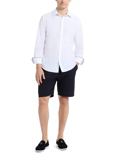 Robert Graham Men's Dixton Solid Cotton-Linen Shorts - Black | Thumbnail 2 Robert Graham Men's Dixton Solid Cotton-Linen Shorts - Black | Thumbnail 2