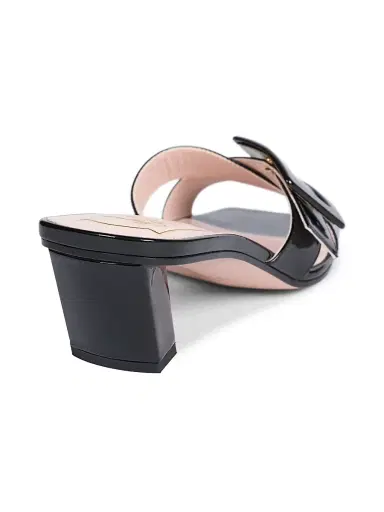 Roger Vivier Women's BV Cross Tonal 45MM Leather Mules - Nero | Thumbnail 3 Roger Vivier Women's BV Cross Tonal 45MM Leather Mules - Nero | Thumbnail 3