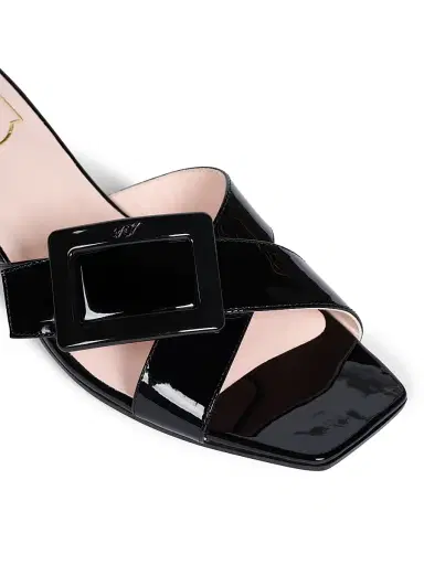 Roger Vivier Women's BV Cross Tonal 45MM Leather Mules - Nero | Thumbnail 5 Roger Vivier Women's BV Cross Tonal 45MM Leather Mules - Nero | Thumbnail 5