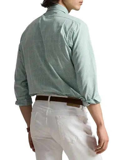 Polo Ralph Lauren Men's Check Cotton Poplin Shirt - Powder Sage White - Size XXL | Thumbnail 4 Polo Ralph Lauren Men's Check Cotton Poplin Shirt - Powder Sage White - Size XXL | Thumbnail 4