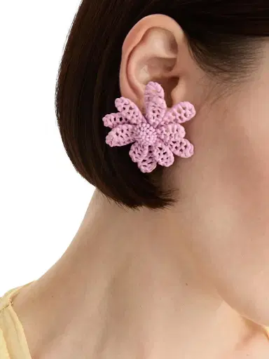 Oscar de la Renta Women's Woven Flower Raffia Stud Earrings - Tulip | Thumbnail 2 Oscar de la Renta Women's Woven Flower Raffia Stud Earrings - Tulip | Thumbnail 2