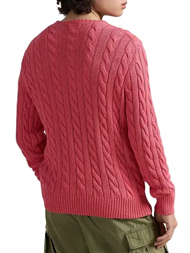 Polo Ralph Lauren Men's Cable-Knit Roving Cotton Sweater - Pale Red - Size XL | Thumbnail 4 Polo Ralph Lauren Men's Cable-Knit Roving Cotton Sweater - Pale Red - Size XL | Thumbnail 4