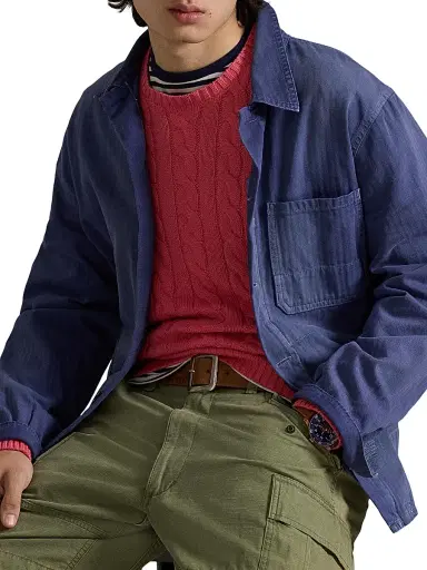 Polo Ralph Lauren Men's Cable-Knit Roving Cotton Sweater - Pale Red - Size XL | Thumbnail 5 Polo Ralph Lauren Men's Cable-Knit Roving Cotton Sweater - Pale Red - Size XL | Thumbnail 5