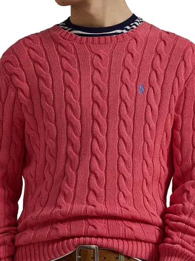 Polo Ralph Lauren Men's Cable-Knit Roving Cotton Sweater - Pale Red - Size XL | Thumbnail 6 Polo Ralph Lauren Men's Cable-Knit Roving Cotton Sweater - Pale Red - Size XL | Thumbnail 6