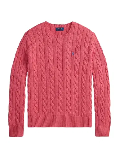 Polo Ralph Lauren Men's Cable-Knit Roving Cotton Sweater - Pale Red - Size XL | Thumbnail 1 Polo Ralph Lauren Men's Cable-Knit Roving Cotton Sweater - Pale Red - Size XL | Thumbnail 1