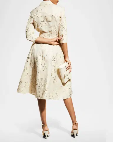 Rickie Freeman for Teri Jon Metallic Jacquard Belted Shirtdress | Thumbnail 3 Rickie Freeman for Teri Jon Metallic Jacquard Belted Shirtdress | Thumbnail 3