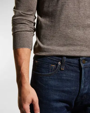 Neiman Marcus Men's Extra Lightweight Wool-Cashmere V-Neck Sweater | Thumbnail 5 Neiman Marcus Men's Extra Lightweight Wool-Cashmere V-Neck Sweater | Thumbnail 5