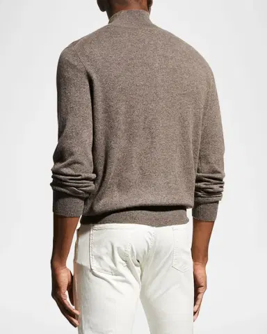 Neiman Marcus Men's Wool-Cashmere 1/4-Zip Sweater | Thumbnail 3 Neiman Marcus Men's Wool-Cashmere 1/4-Zip Sweater | Thumbnail 3