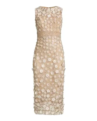 Mac Duggal Beaded Floral Applique Bodycon Midi Dress | Thumbnail 1 Mac Duggal Beaded Floral Applique Bodycon Midi Dress | Thumbnail 1