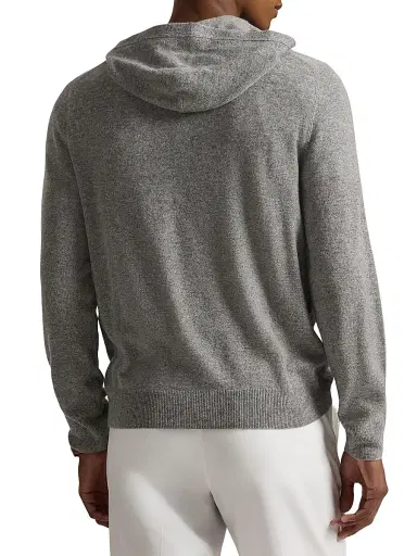 RLX Ralph Lauren Men's Cashmere Knit Hoodie - Fawn Grey Heather - Size XXL | Thumbnail 4 RLX Ralph Lauren Men's Cashmere Knit Hoodie - Fawn Grey Heather - Size XXL | Thumbnail 4