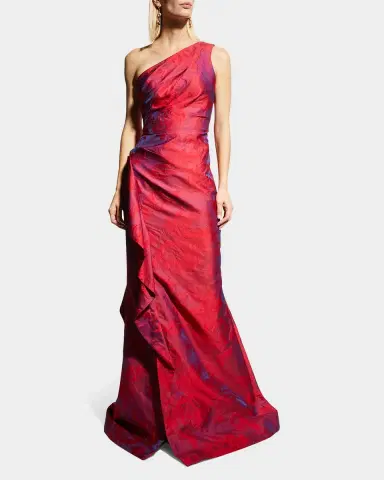 Rickie Freeman for Teri Jon One-Shoulder Side-Ruffle Gown | Thumbnail 2 Rickie Freeman for Teri Jon One-Shoulder Side-Ruffle Gown | Thumbnail 2