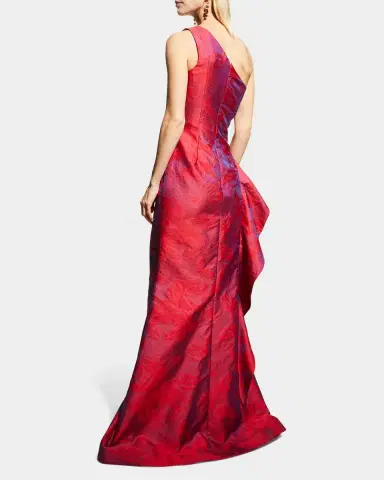 Rickie Freeman for Teri Jon One-Shoulder Side-Ruffle Gown | Thumbnail 4 Rickie Freeman for Teri Jon One-Shoulder Side-Ruffle Gown | Thumbnail 4